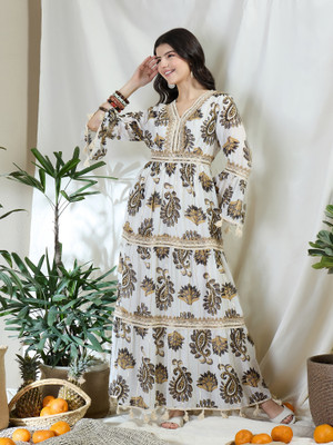 DRAPE AND DAZZLE Women Maxi Multicolor Full Length Dress