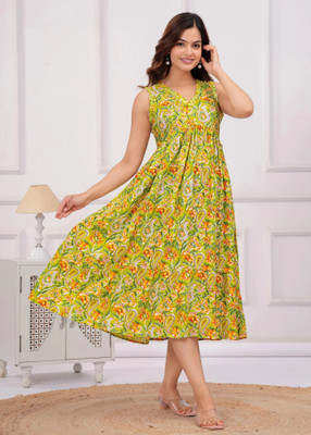 RD Fab Women Gown Orange Maxi/Full Length Dress