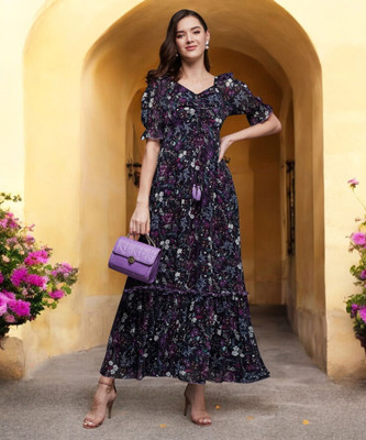 Miss Chase Women Maxi Multicolor Midi/Calf Length Dress