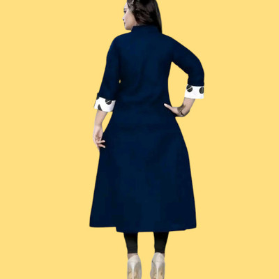 Suhani Fashionmk Women Striped Straight Kurta(Blue, Grey)