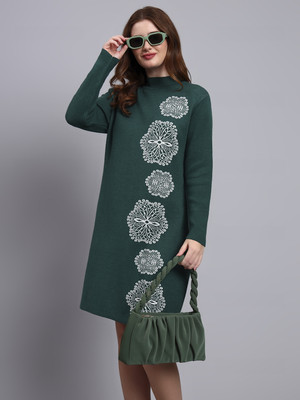 MODKLINE Women Sweater Green Below Knee Dress