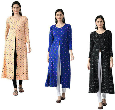 KAVYA Women Ethnic Dress Beige, Blue, Black Below Knee Dress