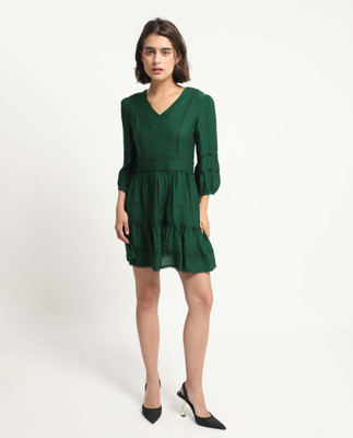 RAREISM Women A-line Green Mini/Short Dress
