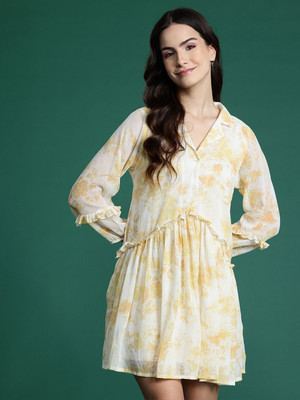 Dressberry Women A-line Yellow Mini/Short Dress