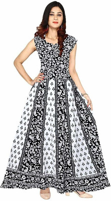 RADHA RANI COLLECTION Women A-line Multicolor Maxi/Full Length Dress