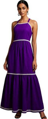 Rattiman Women Maxi Purple Full Length Dress