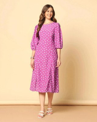 Fashion Dream Women A-line Pink Midi/Calf Length Dress