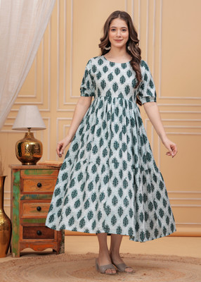 Malia Fashion Women Printed Anarkali Kurta(Pink)