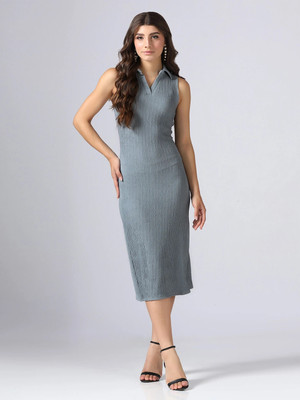 AA-HA! Women Bodycon Grey Midi/Calf Length Dress