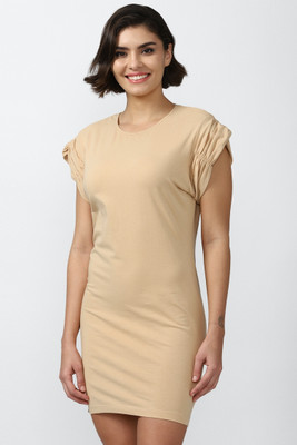 FOREVER 21 Women A-line Beige Above Knee/Mid Thigh Length Dress