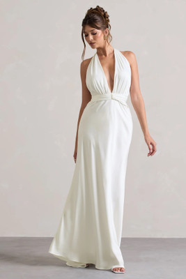 Traquila Women A-line White Maxi/Full Length Dress