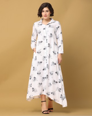 Black & Blah Blah Women Ethnic Dress White Dress