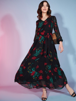 METRONAUT Women A-line Black Maxi/Full Length Dress