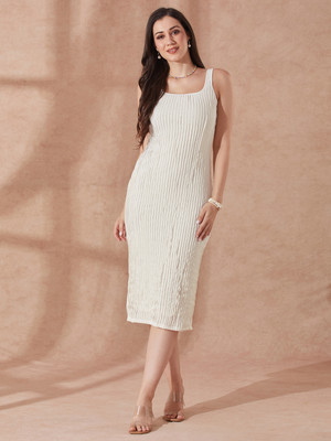 Globus Women Bodycon White Midi/Calf Length Dress