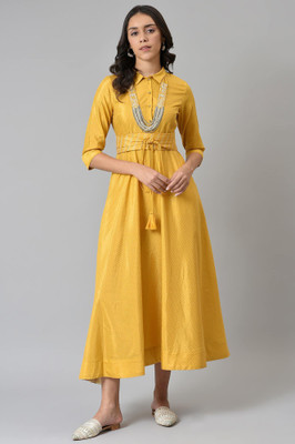W Women Gown Yellow Midi/Calf Length Dress