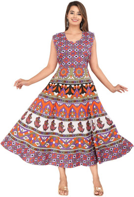 touchpix Women Fit and Flare Multicolor Midi/Calf Length Dress