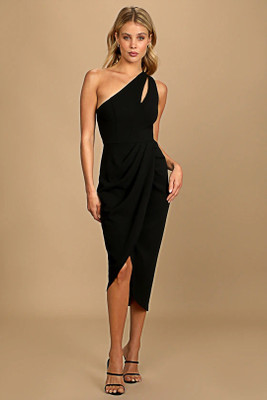 RARE Women A-line Black Knee Length Dress