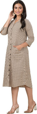 Crazy Needle Women Shirt White Midi/Calf Length Dress