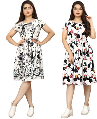 HouseOfCommon Women A-line Multicolor Knee Length Dress