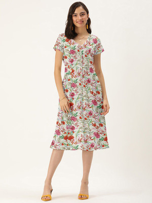 Dressberry Women A-line White Knee Length Dress