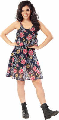 Sonaroo Women Fit and Flare Blue Mini/Short Dress
