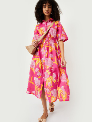 MAX Women A-line Pink Below Knee Dress