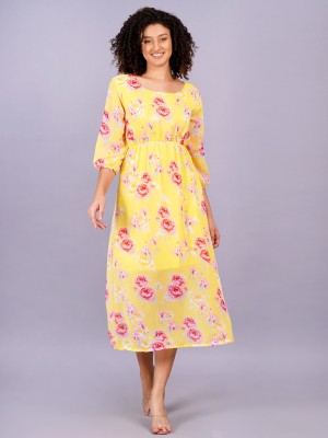 Highlight fashion export Women A-line Yellow Dress