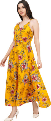 The chandan Women Fit and Flare Multicolor Maxi/Full Length Dress