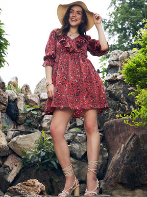 KASSUALLY Women Fit and Flare Multicolor Above Knee/Mid Thigh Length Dress