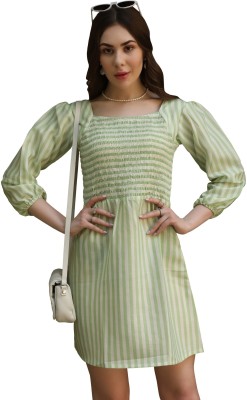 J B Fashion Women A-line Green Dress