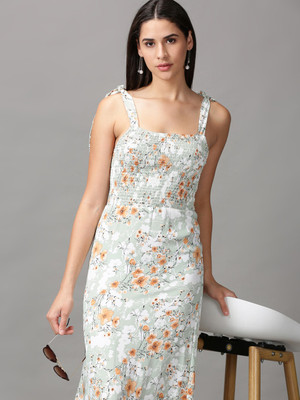 SHOWOFFFF Women A-line Multicolor Midi/Calf Length Dress