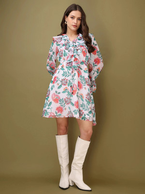 PURVAJA Women A-line Multicolor Mini/Short Dress