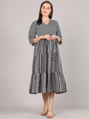 DRESS CRAFT Women Fit and Flare Multicolor Midi/Calf Length Dress