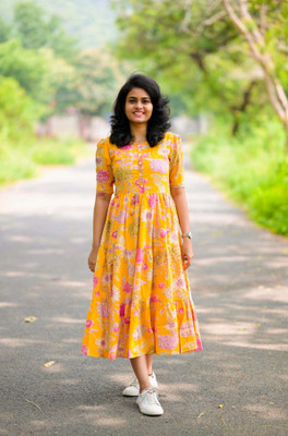 SHREE SHYAM FASHION Women A-line Pink Midi/Calf Length Dress