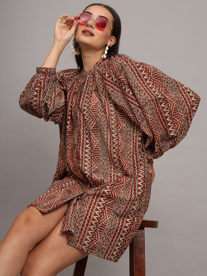 CHARMGAL Women A-line Maroon Mini/Short Dress