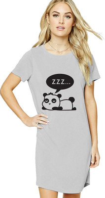 HouseOfCommon Women T Shirt Grey Above Knee/Mid Thigh Length Dress