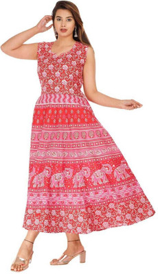 HouseOfCommon Women Fit and Flare Multicolor Midi/Calf Length Dress