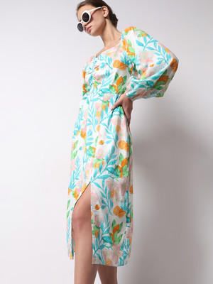 VERO MODA Women Fit and Flare Multicolor Maxi/Full Length Dress