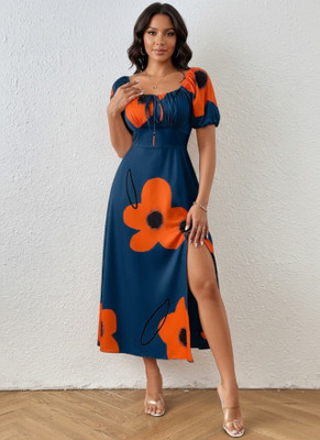 Leriya Fashion Women Ethnic Dress Dark Blue Maxi/Full Length Dress