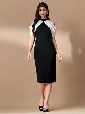 HouseOfCommon Women A-line Black Maxi/Full Length Dress