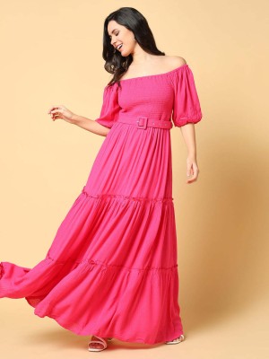 Showoff Women Fit and Flare Pink Dress