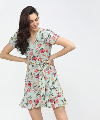 Tokyo Talkies Women Skater Multicolor Knee Length Dress