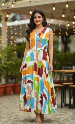 OMIXCLUSIVE Women Maxi Multicolor Full Length Dress