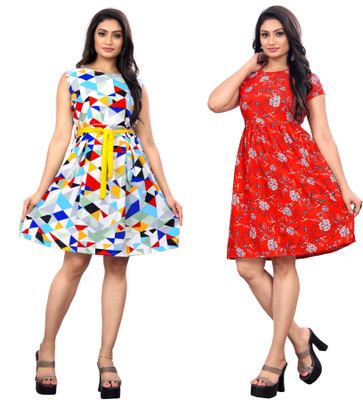 SARVOPAREE FASHION Women A-line Multicolor Knee Length Dress