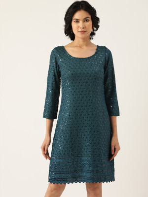 BRINNS Women A-line Blue Knee Length Dress