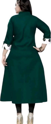 Suhani Fashionmk Women Solid, Striped Straight Kurta(Green, Maroon)