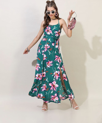 Tokyo Talkies Women A-line Multicolor Maxi/Full Length Dress