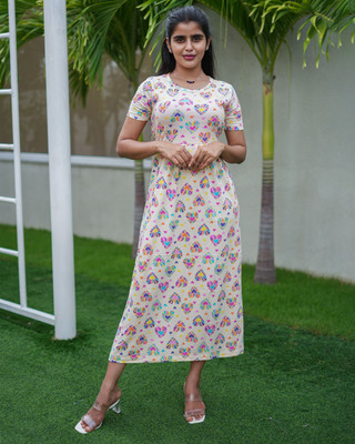 Lara Women A-line Multicolor Ankle Length Dress
