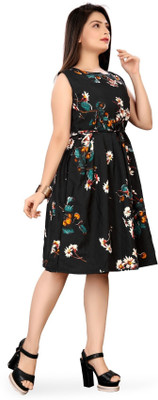 Hiral Creation Women Fit and Flare Brown Knee Length Dress