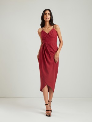 Cover Story Women A-line Maroon Dress